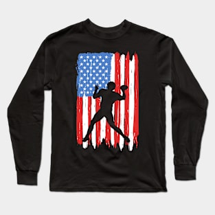American Flag Football Graphic Long Sleeve T-Shirt